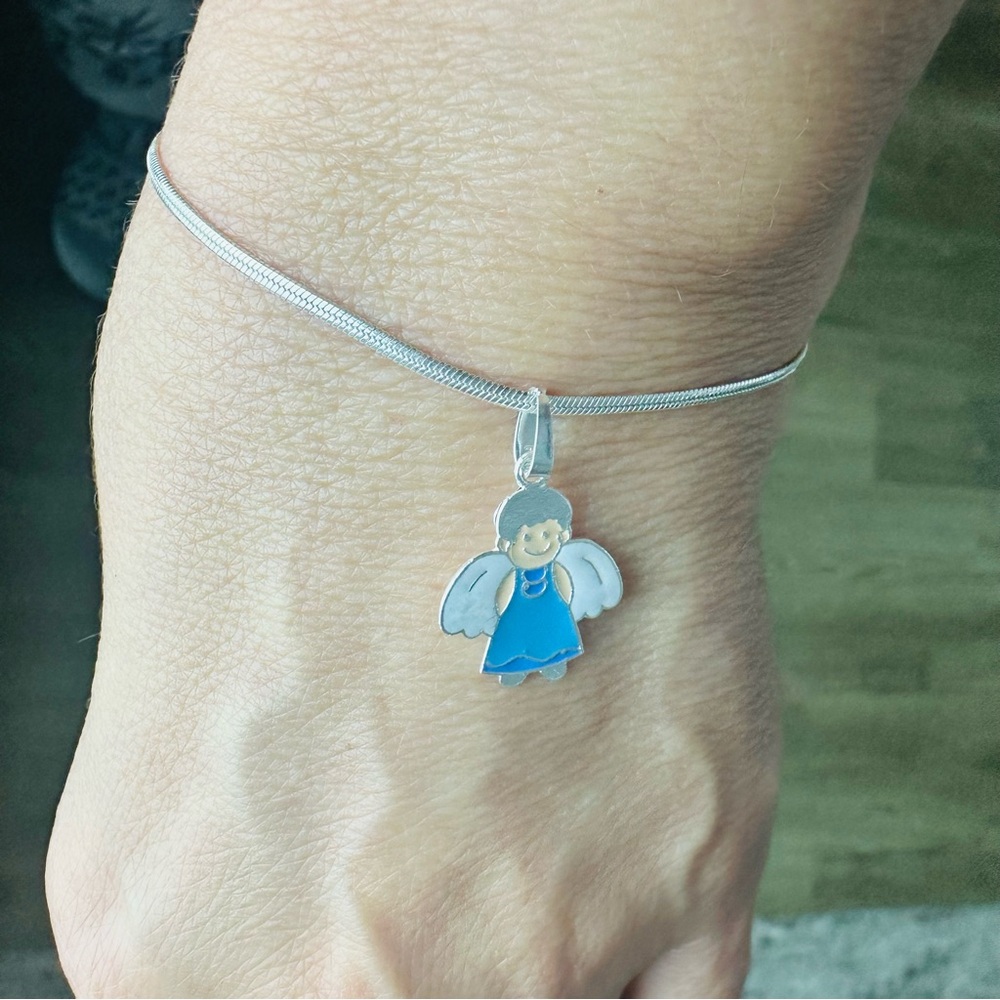Sterling Silver 925 Bracelet Little Angel Mom and son Angel Love Infinite